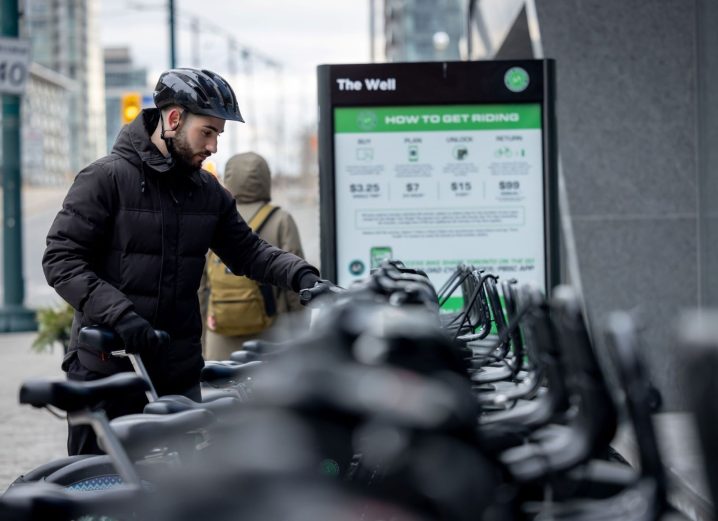 Bike Share service being used by a young person